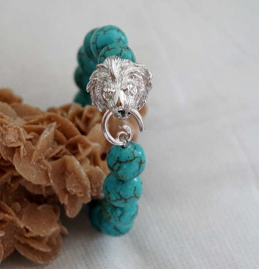 Bracelet Howlite Tête De Lion