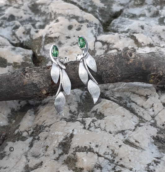 Boucles D’oreilles Pendante Tsavorite